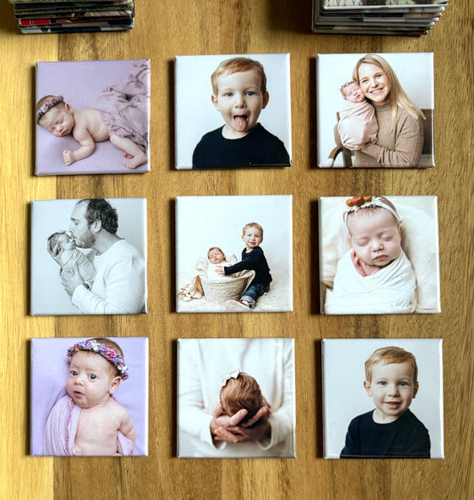 CUSTOM PHOTO MAGNETS | SET OF 9 PERSONALIZED 2" x 2" SQUARES